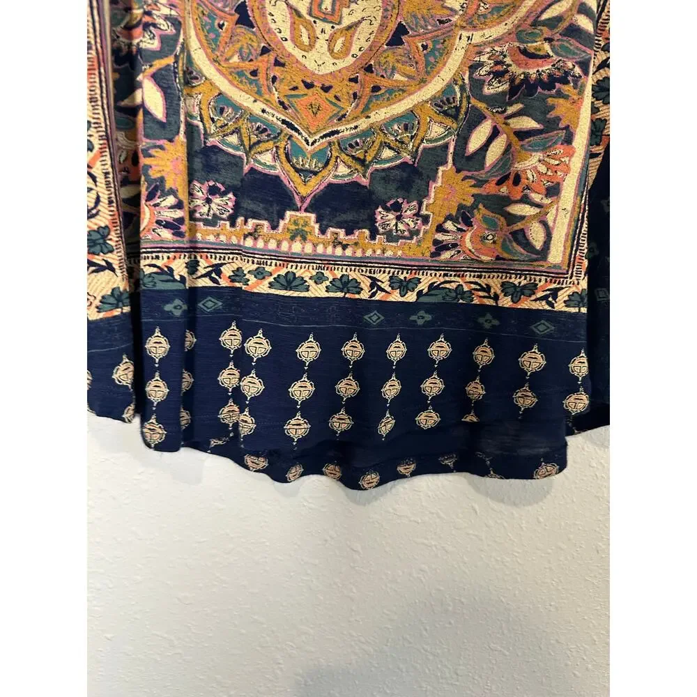 LUCKY BRAND Persian Carpet Boho Print Short Sleeve Graphic T-Shirt Top Womens L - Picture 4 of 7